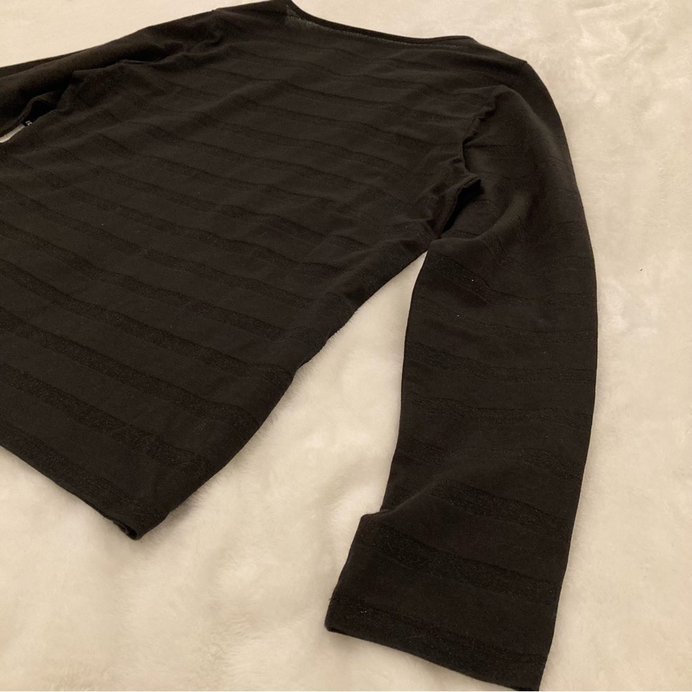 Black Metallic Stripes Basic Editions Long Sleeve… - image 6